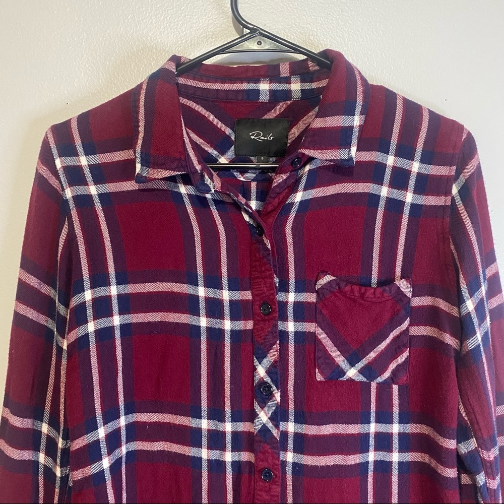 Rails Size Small Hunter Burgundy Midnight Button … - image 2